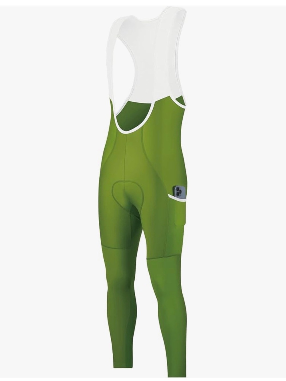 Men's Green Cycling Bib Tights with White Straps - CeroTiPolar